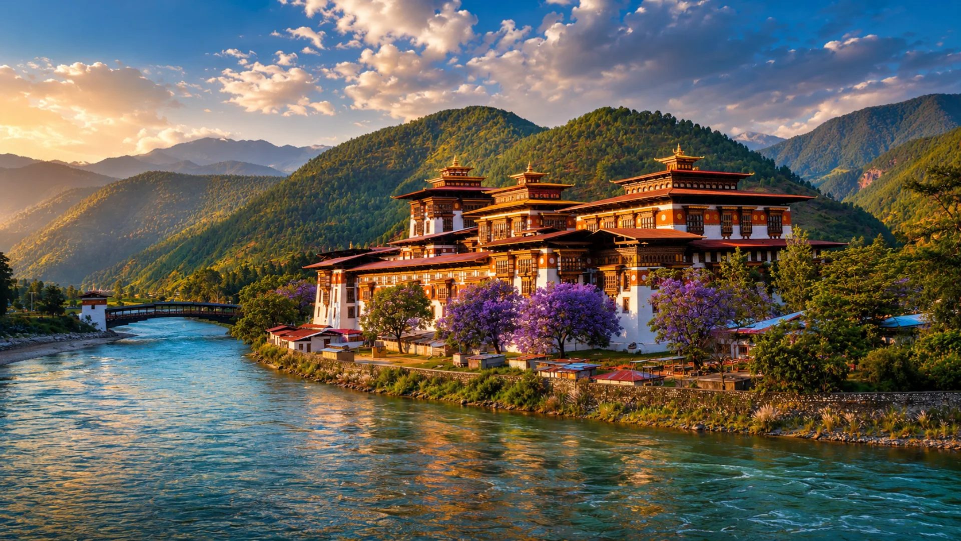 Punakha Dzong where the Pho Chhu and Mo Chhu rivers meet